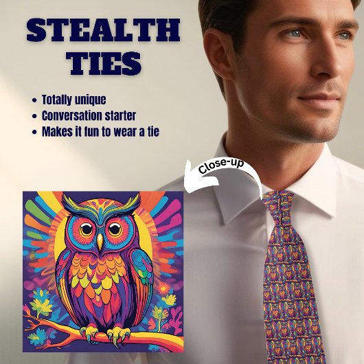 Farbenfrohe Owl Lover's Stealth Neck Tie Krawatte
