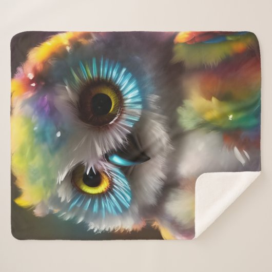 Farbenfrohe Owl Sherpa Blanket Sherpadecke (Vorderseite (Horizontal))