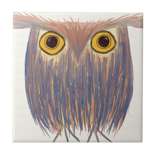 Farbenfrohe Owl Wasserfarbenmalerei Fliese (Vorderseite)