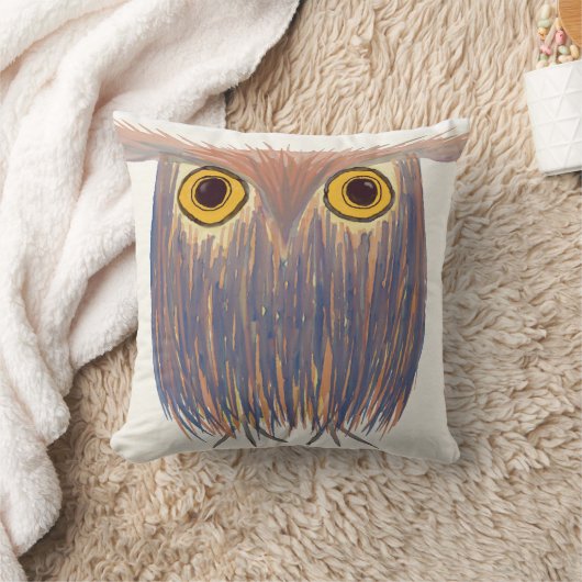 Farbenfrohe Owl Wasserfarbenmalerei Kissen (Decke)