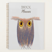 Farbenfrohe Owl Wasserfarbenmalerei Planer (Vorderseite)