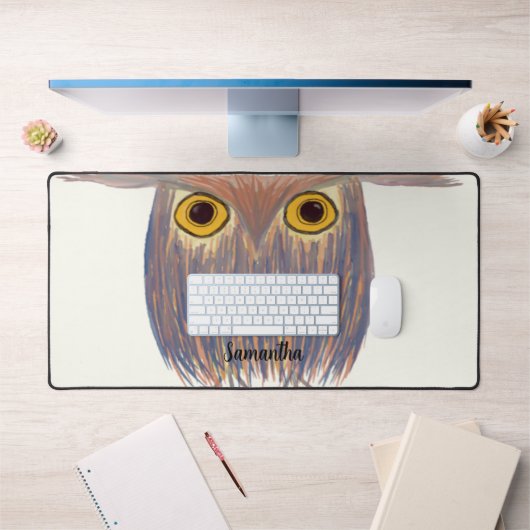 Farbenfrohe Owl Wasserfarbenmalerei Schreibtischunterlage (Büro 1)