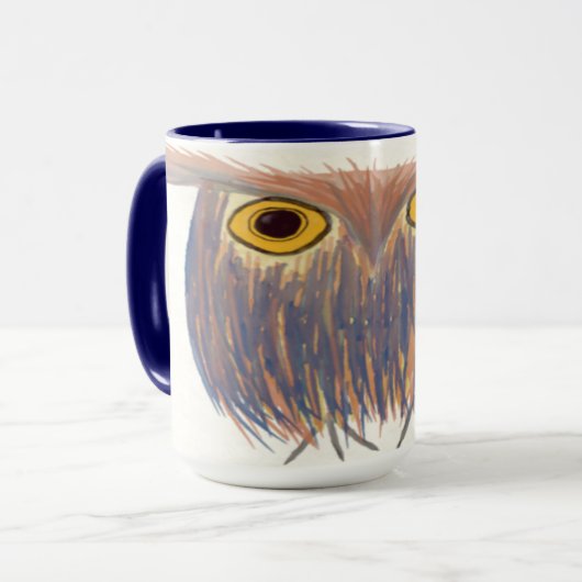 Farbenfrohe Owl Wasserfarbenmalerei Tasse (Vorderseite Links)