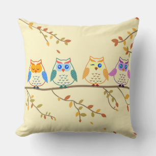 Farbenfrohe Owls Dekorationskissen Kissen