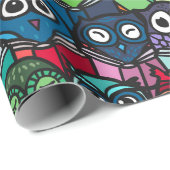 Farbenfrohe Owls lesen Niedliches nahtloses Muster Geschenkpapier (Rolleneckpunkt)
