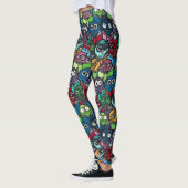 Farbenfrohe Owls lesen Niedliches nahtloses Muster Leggings (Links)