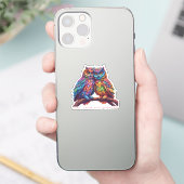 Farbenfrohe Owls-Love Birds-Valentinstag Aufkleber (Telefon)