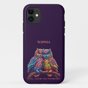 Farbenfrohe Owls-Love Birds-Valentinstag Case-Mate iPhone Hülle