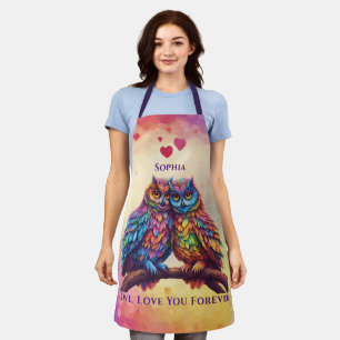 Farbenfrohe Owls-Love Birds-Valentinstag Geschenk- Schürze
