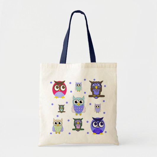 Farbenfrohe Owls Totasche Tragetasche (Vorne)