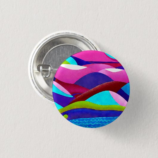 Farbenfrohe Ozeanberge Button (Vorne & Hinten)