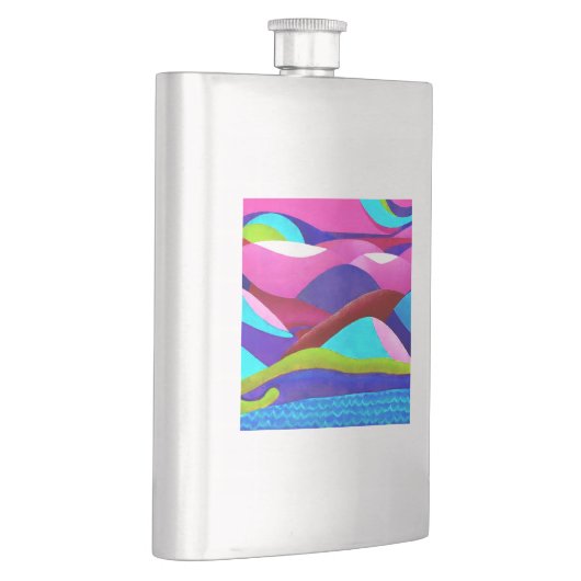 Farbenfrohe Ozeanberge Flachmann (Rechts)