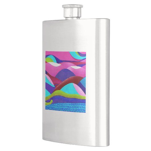 Farbenfrohe Ozeanberge Flachmann (Links)