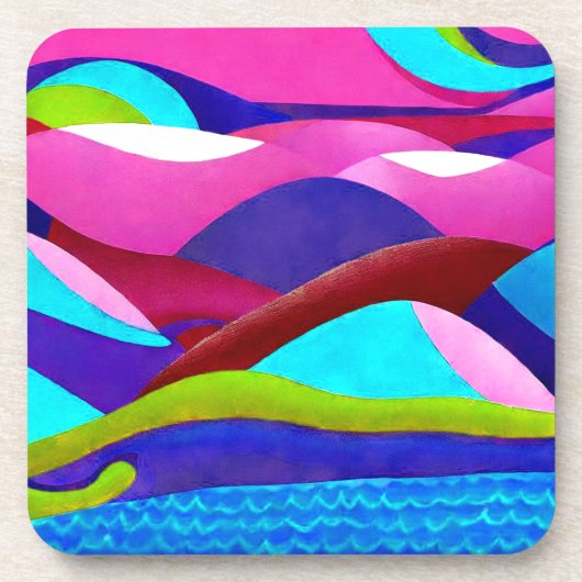 Farbenfrohe Ozeanberge Getränkeuntersetzer (Vorderseite)