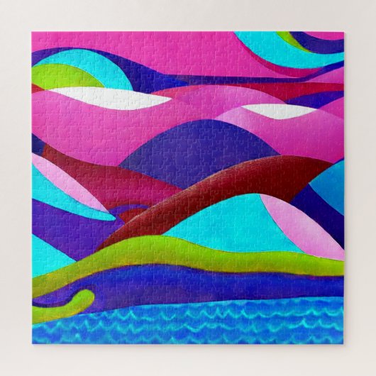 Farbenfrohe Ozeanberge Puzzle (Vertikal)