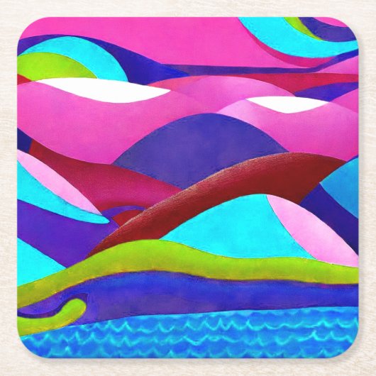 Farbenfrohe Ozeanberge Rechteckiger Pappuntersetzer (Vorderseite)