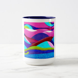 Farbenfrohe Ozeanberge Zweifarbige Tasse