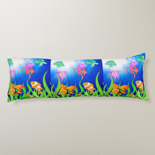 Farbenfrohe Ozeanfische im blauen Meer Seitenschläferkissen (Rückseite)