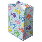 Farbenfrohe Ozeanfische Mittlere Geschenktüte (Rückseite Schrägansicht)