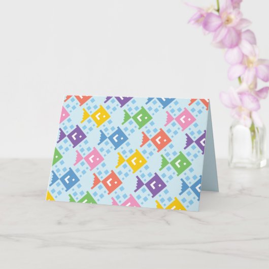 Farbenfrohe Ozeanfische Muster geklappte Grußkarte Karte (Orchidee)