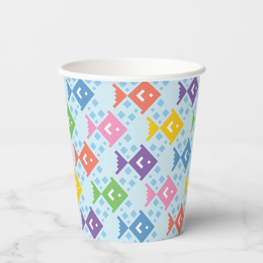 Farbenfrohe Ozeanfische Pappbecher (Rückseite)