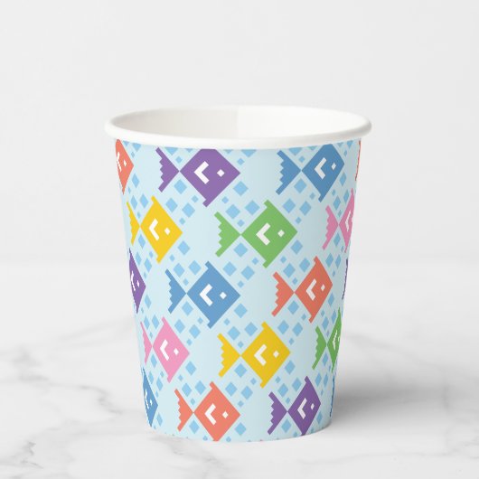 Farbenfrohe Ozeanfische Pappbecher (Links)