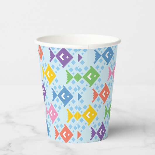 Farbenfrohe Ozeanfische Pappbecher (Rechts)