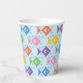 Farbenfrohe Ozeanfische Pappbecher