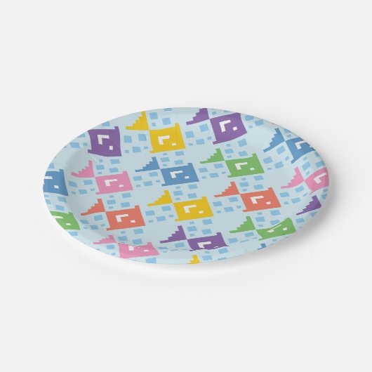 Farbenfrohe Ozeanfische Pappteller (Schrägansicht)