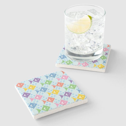 Farbenfrohe Ozeanfische Steinuntersetzer (Seitenansicht)