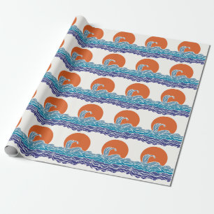 Farbenfrohe Ozeanwellen mit schönem Sonnenuntergan Geschenkpapier