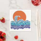 Farbenfrohe Ozeanwellen mit schönem Sonnenuntergan Serviette (Beispiel)