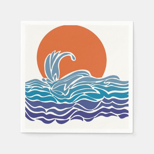 Farbenfrohe Ozeanwellen mit schönem Sonnenuntergan Serviette (Vorderseite)