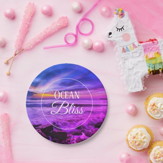 Farbenfrohe Ozeanwellen Pappteller (Party)