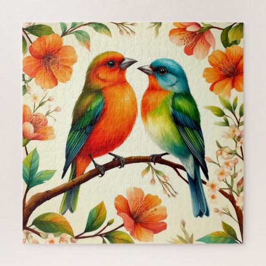 Farbenfrohe Paare von Vögeln, die mitten im lebend Puzzle (Vertikal)