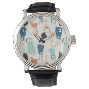 Farbenfrohe Paint Blotches und Splats Armbanduhr