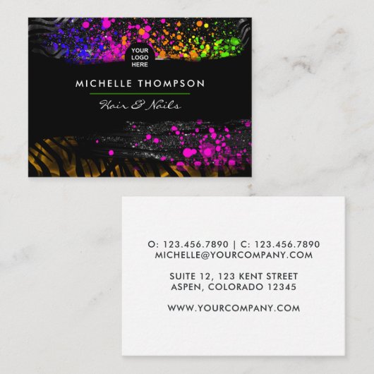 Farbenfrohe Paint Business Card wirbeln Visitenkarte (Vorne/Hinten)