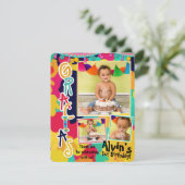 Farbenfrohe Paint Fiesta Gracias Vielen Dank Foto Einladung (Stehend Vorderseite)