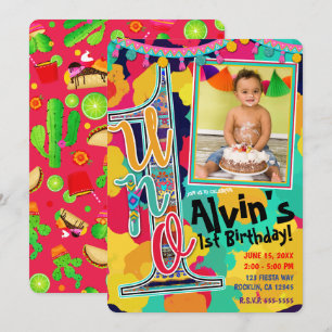 Farbenfrohe Paint Fiesta UNO 1. Geburtstagsfeier F Einladung