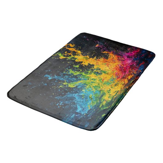 Farbenfrohe Paint Splash Badematte (Schrägansicht)