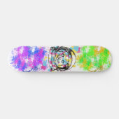 Farbenfrohe Paint Splash Cat Skateboard (Horizontal)