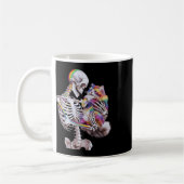 Farbenfrohe Paint Splash Cat und Skeleton Art Graf Kaffeetasse (Links)