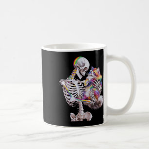 Farbenfrohe Paint Splash Cat und Skeleton Art Graf Kaffeetasse