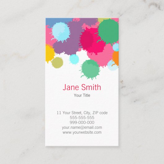 Farbenfrohe Paint Splash Creative Ink Visitenkarte (Vorderseite)