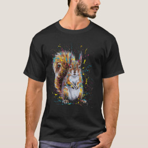 Farbenfrohe Paint Splash Eichhörnchen Kunst Grafik T-Shirt