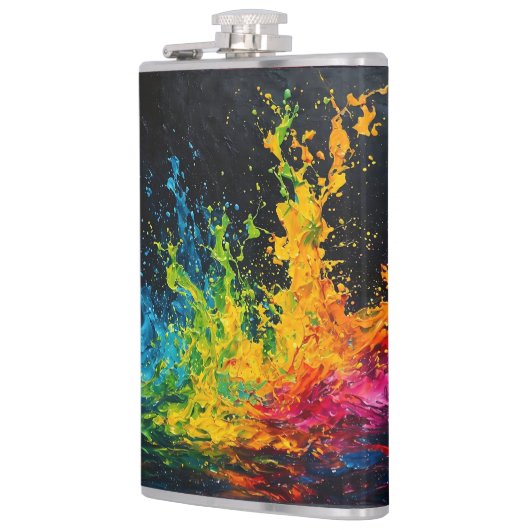 Farbenfrohe Paint Splash Flachmann (Links)