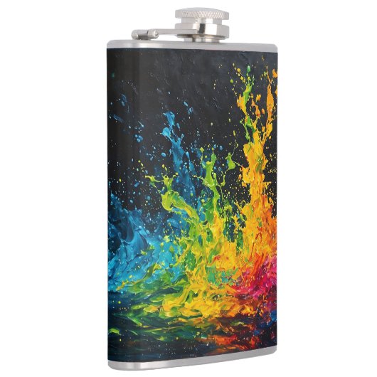 Farbenfrohe Paint Splash Flachmann (Rechts)