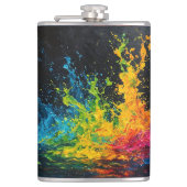 Farbenfrohe Paint Splash Flachmann (Vorderseite)