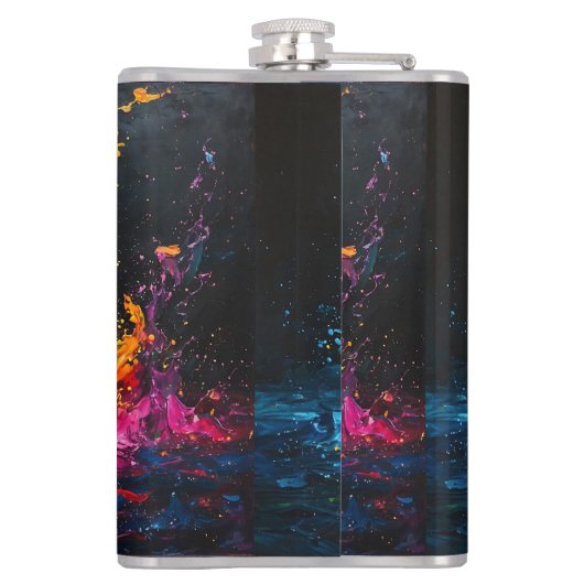 Farbenfrohe Paint Splash Flachmann (Rückseite)