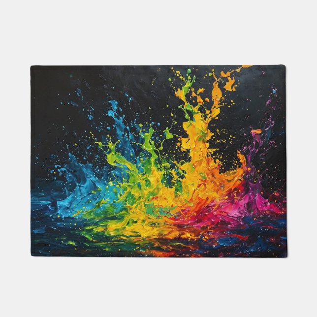 Farbenfrohe Paint Splash Fußmatte (Vorderseite)